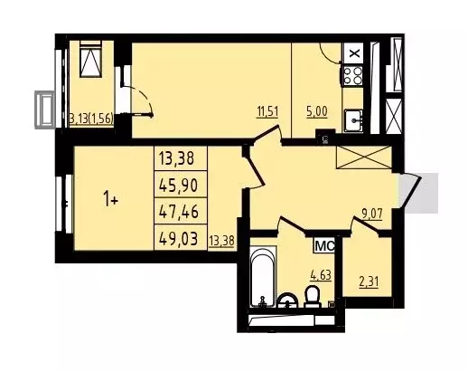 Квартира-студия: Уфа, жилой район Затон-Восточный, микрорайон Новаленд ... - Фото 1