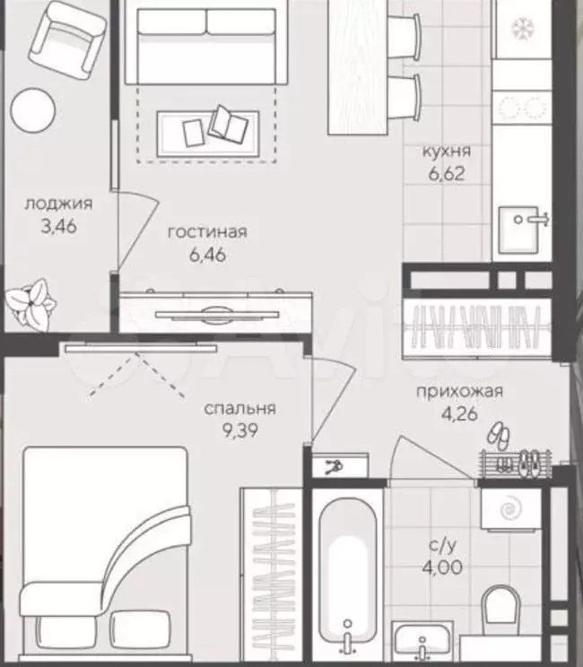 2-к. квартира, 34 м, 7/7 эт. - Фото 0