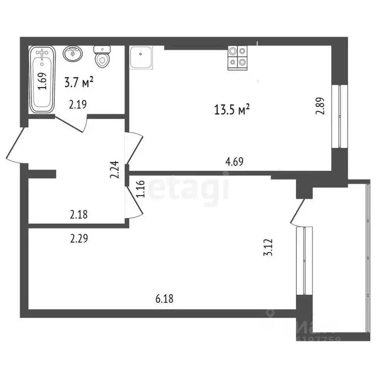 1-к кв. Саха (Якутия), Якутск Якутская ул., 2/17 (42.0 м) - Фото 2