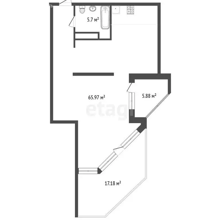 Квартира-студия: Архангельск, проспект Ломоносова, 98 (79.92 м) - Фото 1