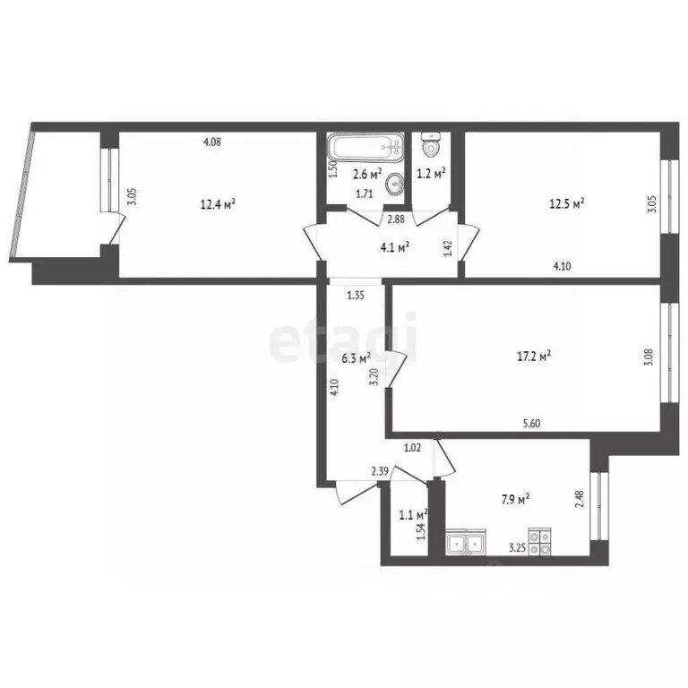 3-к кв. Оренбургская область, Оренбург Новая ул., 12 (65.3 м) - Фото 1