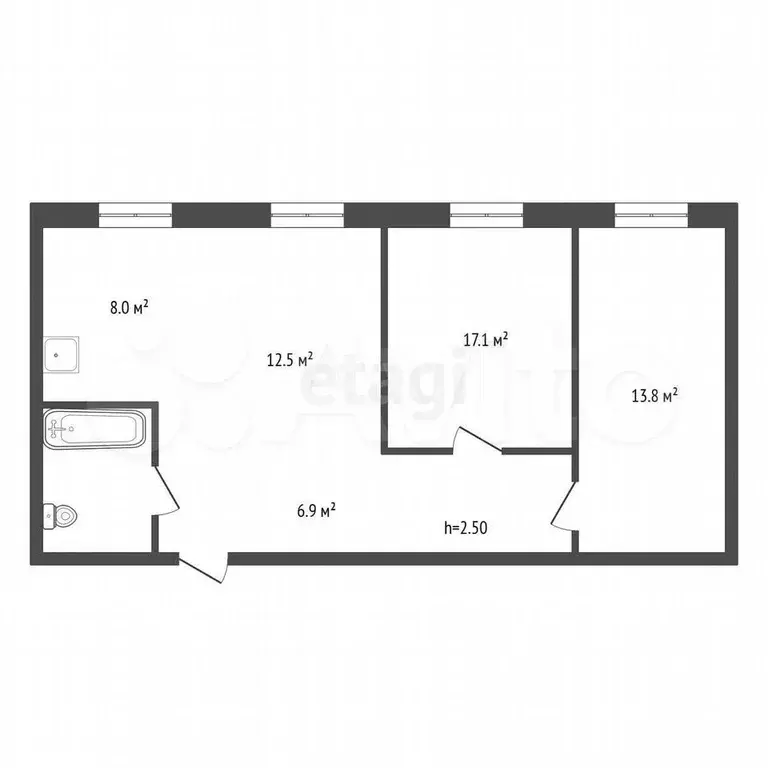 3-к. квартира, 64 м, 1/9 эт. - Фото 0