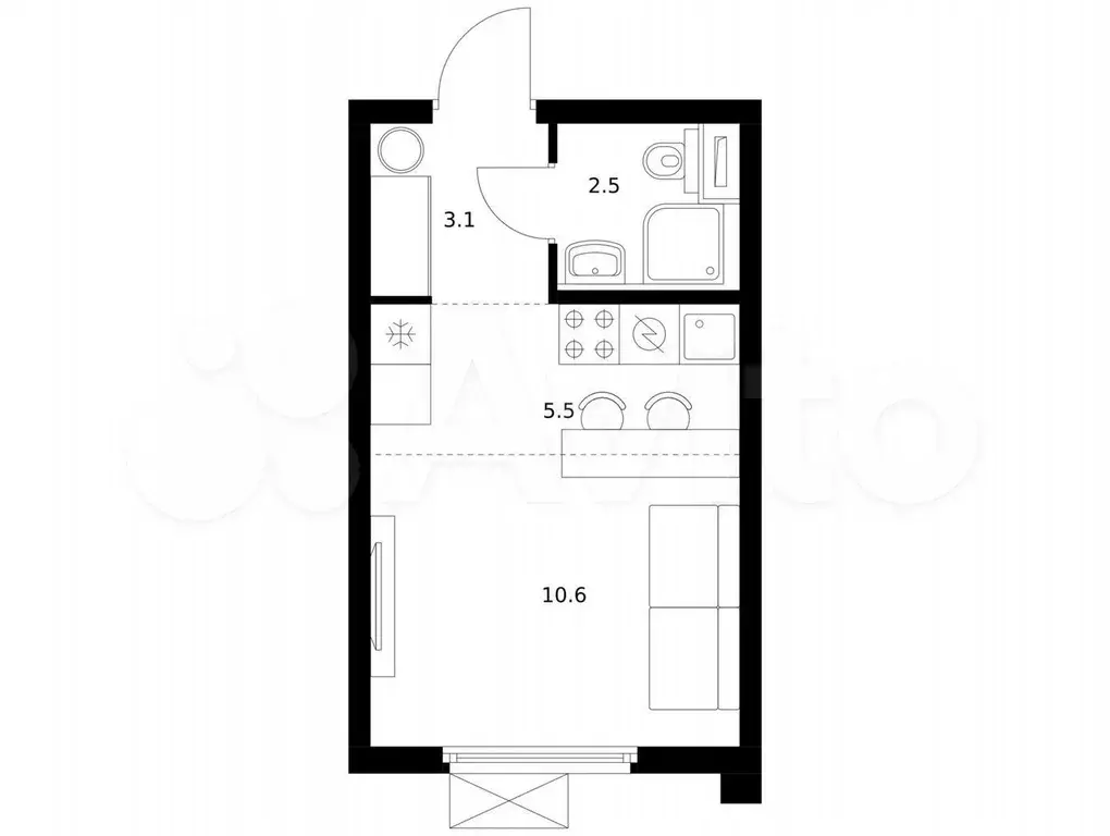 Квартира-студия, 21,7 м, 15/24 эт. - Фото 0