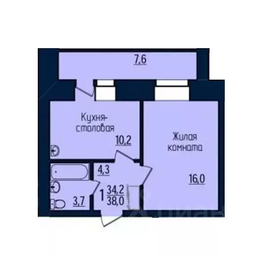 1-к кв. Амурская область, Благовещенск Северная ул., 103 (38.0 м) - Фото 1