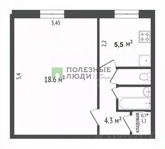 1-к кв. Красноярский край, Красноярск ул. Попова, 16 (32.8 м) - Фото 2