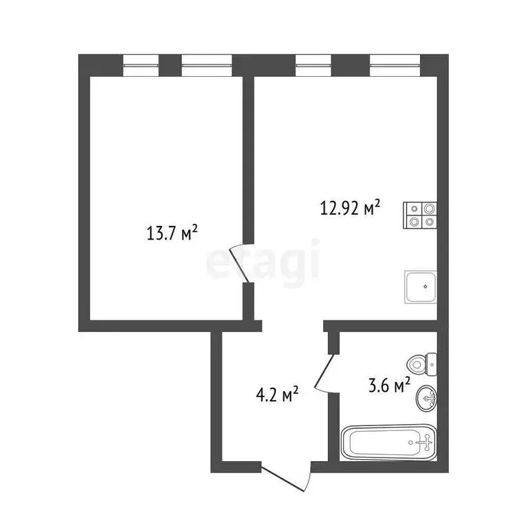 1-комнатная квартира: Тюмень, Краснооктябрьская улица, 14 (33.4 м) - Фото 0