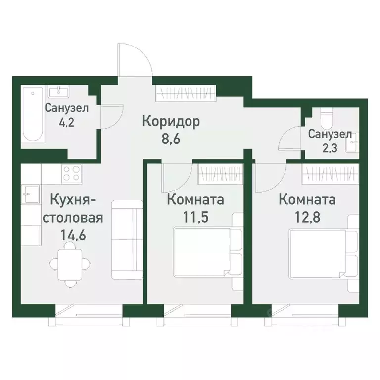 2-к кв. Челябинская область, Челябинский городской округ, пос. ... - Фото 0