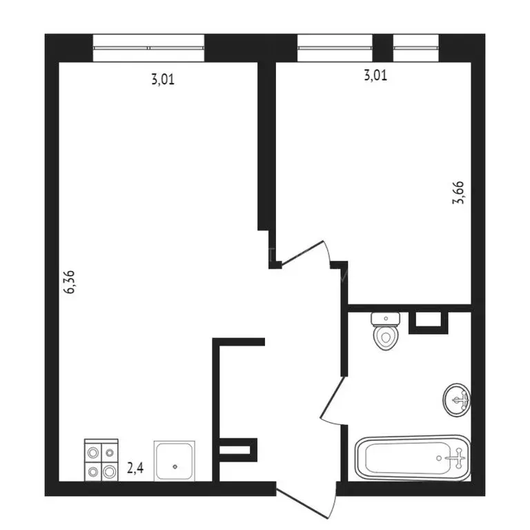 1-комнатная квартира: Тюмень, Харьковская улица, 76 (37 м) - Фото 0