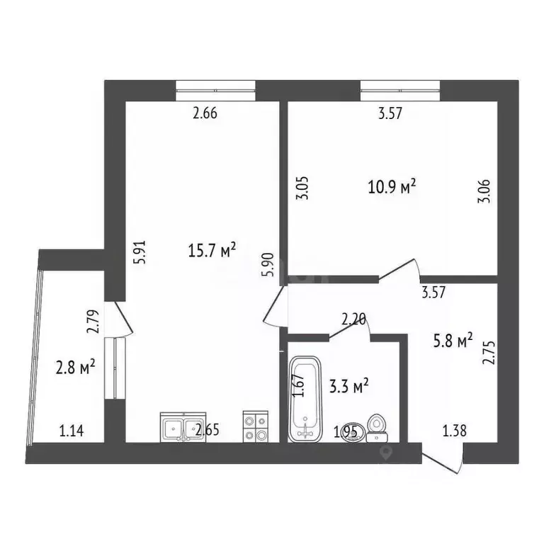 1-к кв. Башкортостан, Стерлитамак просп. Октября, 99 (35.7 м) - Фото 2