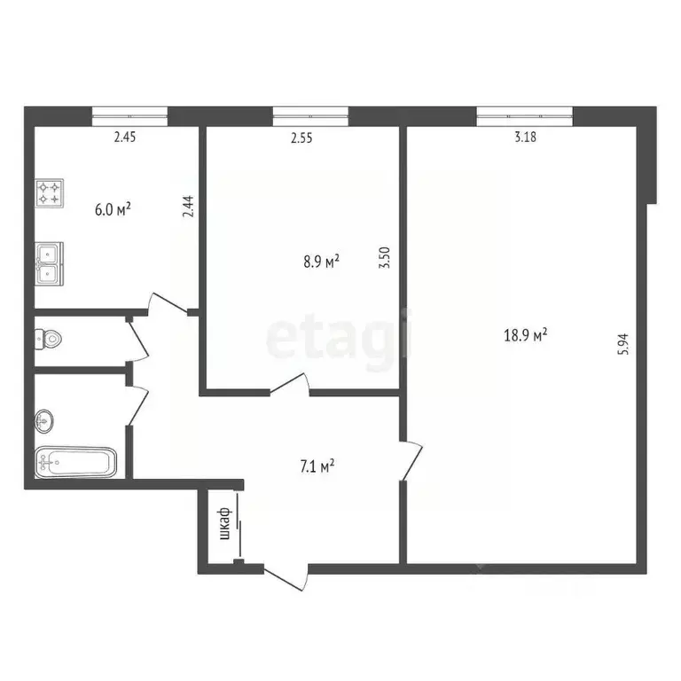 2-к кв. Татарстан, Набережные Челны 17-й комплекс, 1 (44.4 м) - Фото 1