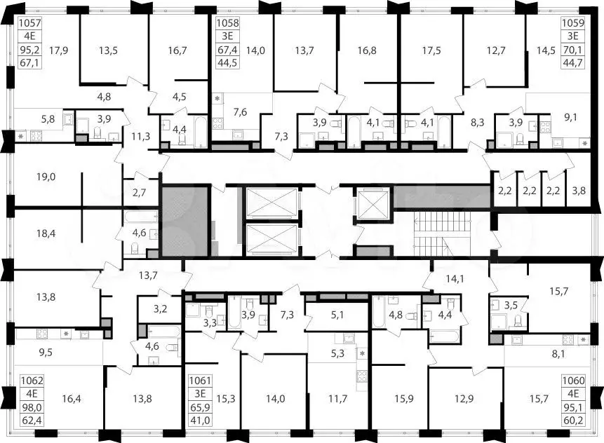 2-к. квартира, 65,9м, 14/24эт. - Фото 1