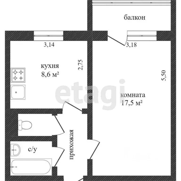 1-к кв. Белгородская область, Белгород ул. Костюкова, 41 (35.0 м) - Фото 1
