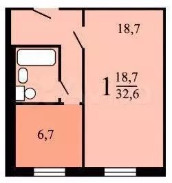 1-к. квартира, 32,5 м, 5/9 эт. - Фото 0
