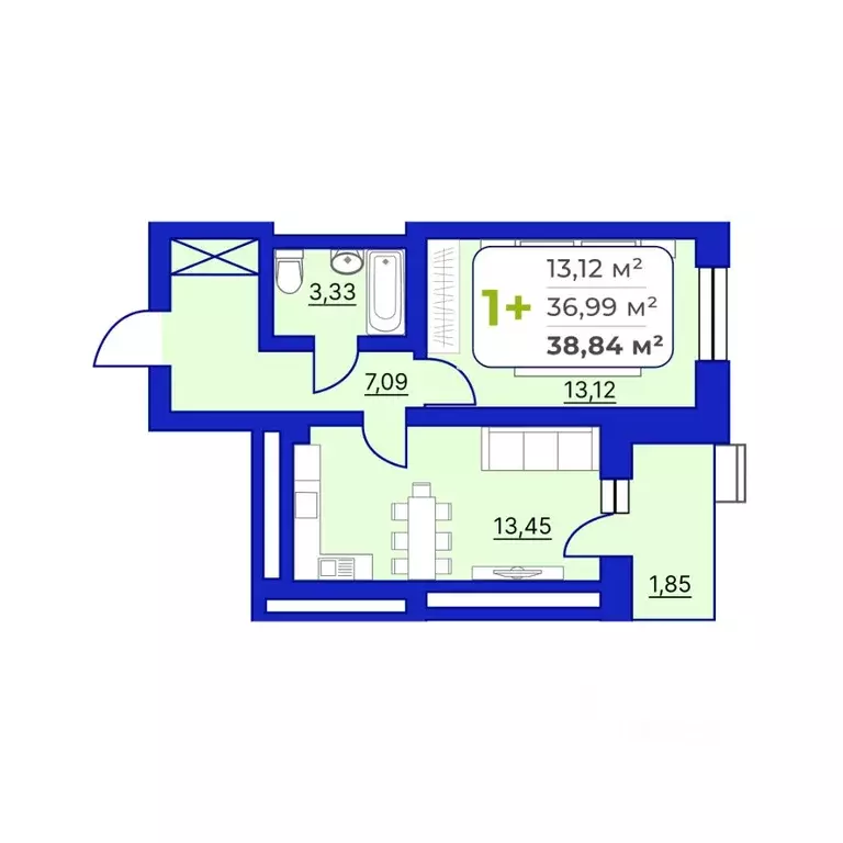 1-к кв. Башкортостан, Уфа Йондоз мкр,  (38.84 м) - Фото 0