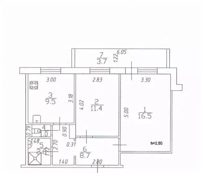 2-к кв. Татарстан, Казань ул. Кул Гали, 15/21 (53.4 м) - Фото 2