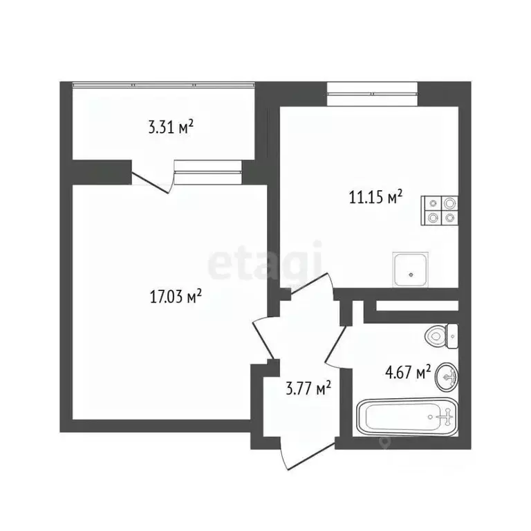 1-к кв. Тюменская область, Тюмень ул. Фармана Салманова, 14 (37.0 м) - Фото 2