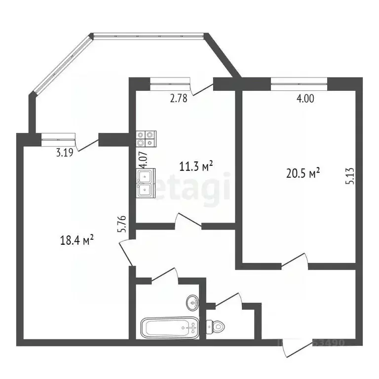 2-к кв. Воронежская область, Воронеж Московский просп., 153 (68.7 м) - Фото 2