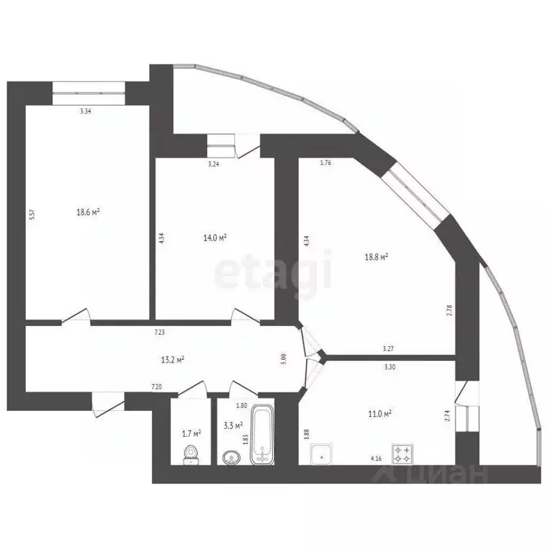 3-к кв. Мордовия, Саранск Волгоградская ул., 75к3 (81.1 м) - Фото 0