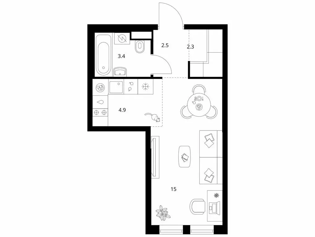 Квартира-студия: Москва, ЖК Строгино 360 (28.1 м) - Фото 1