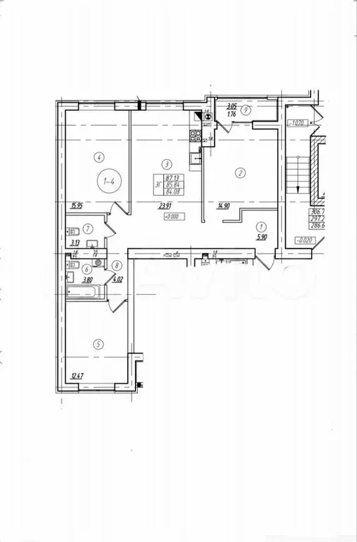 3-к. квартира, 87,1 м, 2/8 эт. - Фото 1