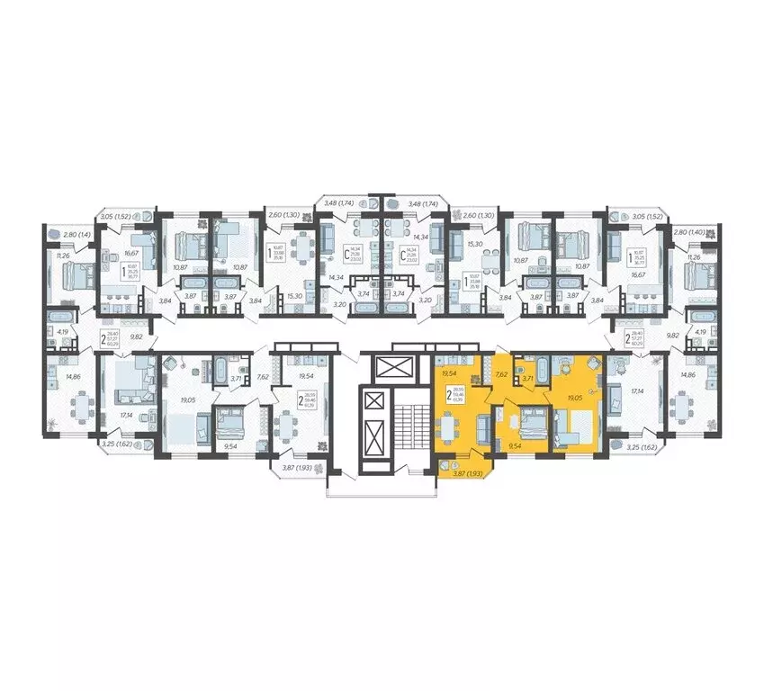 2-комнатная квартира: Краснодар, Уральская улица, 87/7 (61.39 м) - Фото 2