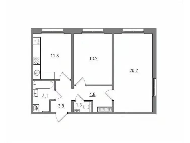 2-к кв. Кировская область, Киров ул. Чистопрудненская, 13А (59.2 м) - Фото 1