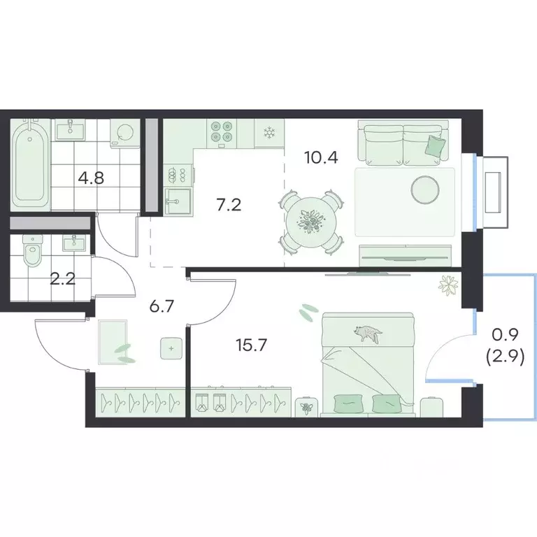 2-к кв. Московская область, Раменское G3 Михалевич жилой комплекс ... - Фото 1