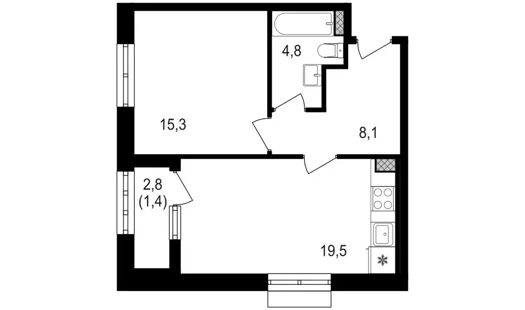 1-комнатная квартира: Москва, Михалковская улица, 48с8 (49.9 м) - Фото 0