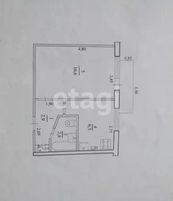 Квартира, 1 комната, 28.7 м - Фото 1