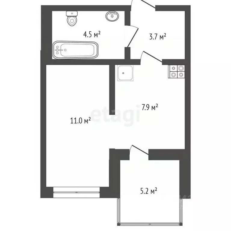 Студия Свердловская область, Екатеринбург ул. Тверитина, 41 (32.41 м) - Фото 2