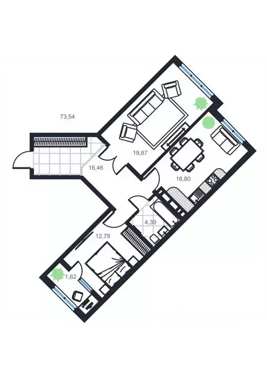 2-к кв. Дагестан, Каспийск просп. Акулиничева (73.54 м) - Фото 0
