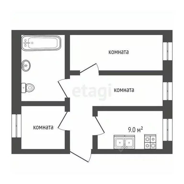 3-к кв. Владимирская область, Муром ул. Амосова, 31А (68.3 м) - Фото 1