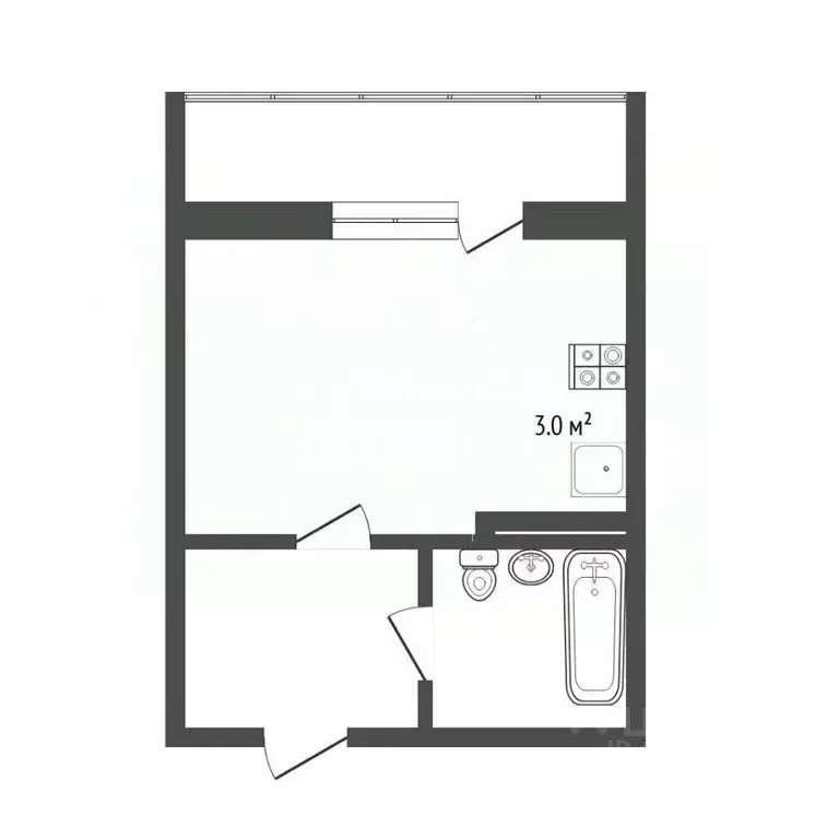 Студия Тюменская область, Тюмень ул. Тимофея Чаркова, 81 (27.6 м) - Фото 2