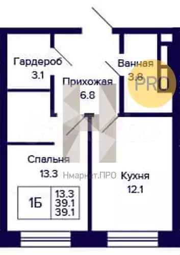 1-к. квартира, 39,1м, 11/23эт. - Фото 1