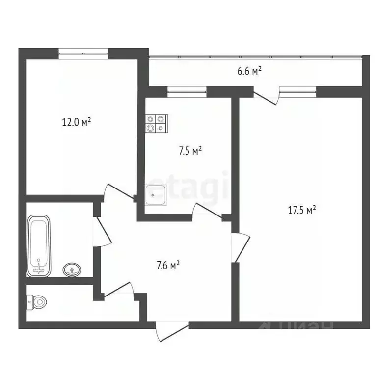 2-к кв. Ярославская область, Ярославль Кавказская ул., 33 (48.7 м) - Фото 1