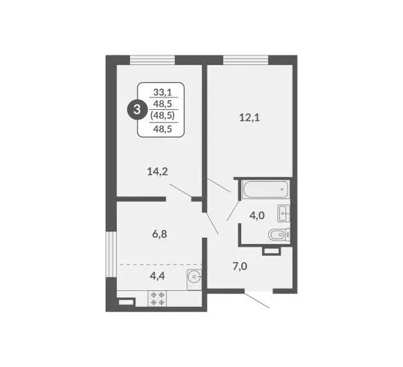 3-комнатная квартира: Киров, улица Тимирязева, 7к1 (49 м) - Фото 0