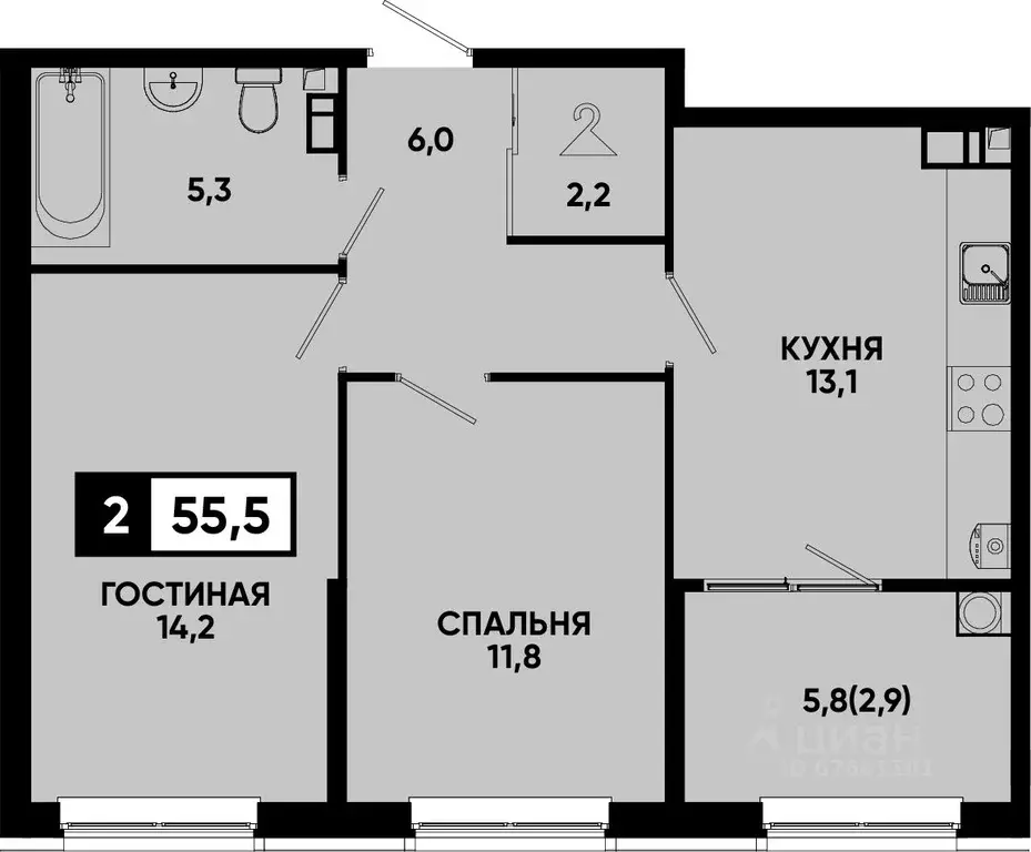 2-к кв. Ставропольский край, Кисловодск Моя Легенда жилой комплекс ... - Фото 1