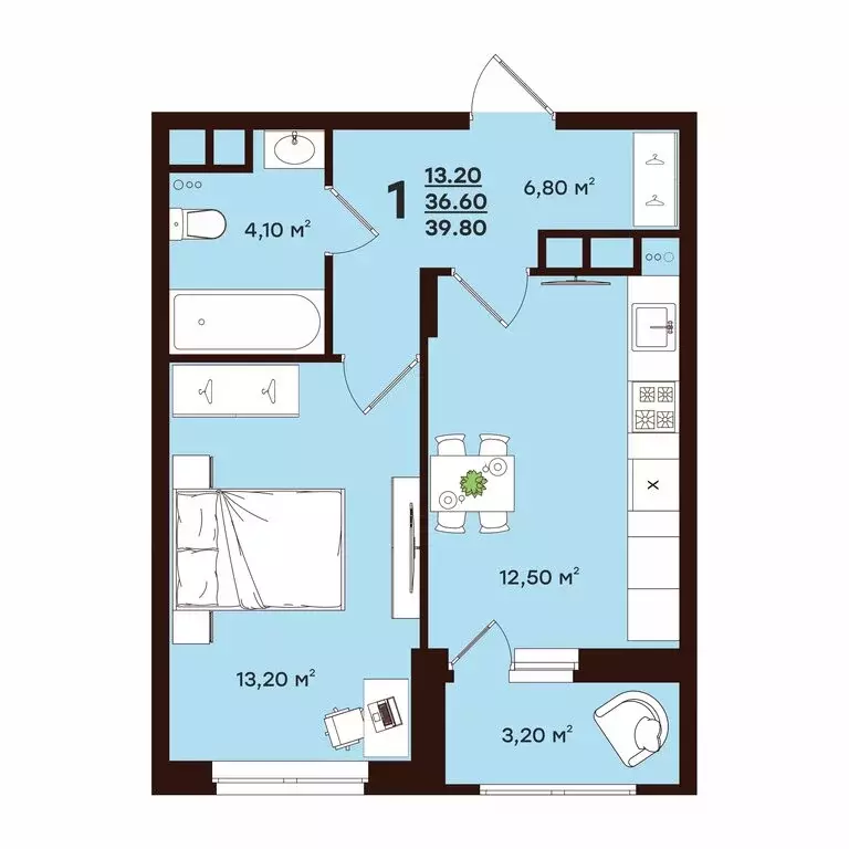 1-комнатная квартира: Владимир, улица Чайковского, 7 (40 м) - Фото 0