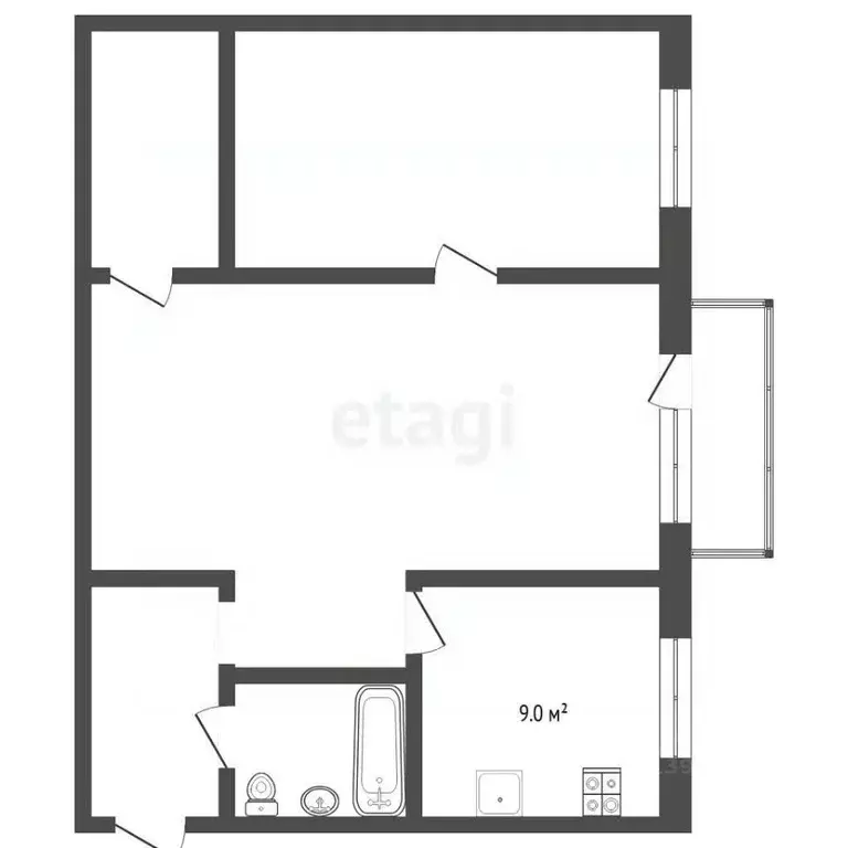 2-к кв. Тюменская область, Тюмень Профсоюзная ул., 88 (45.6 м) - Фото 1