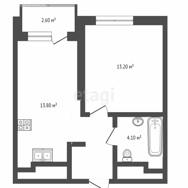 1-комнатная квартира: Тюмень, Новгородская улица, 9А (36 м) - Фото 1