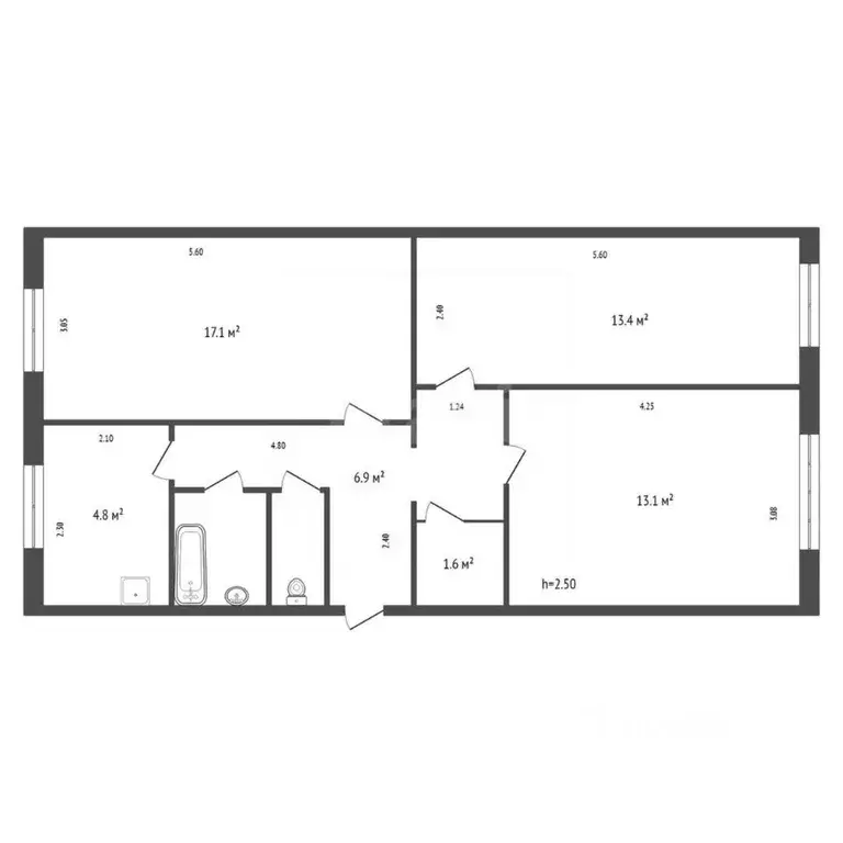 3-к кв. Красноярский край, Красноярск Медицинский пер., 33 (60.2 м) - Фото 2