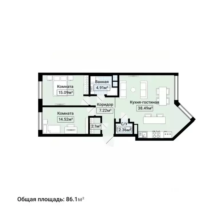 3-к кв. Москва ул. Архитектора Щусева, 1 (86.1 м) - Фото 1