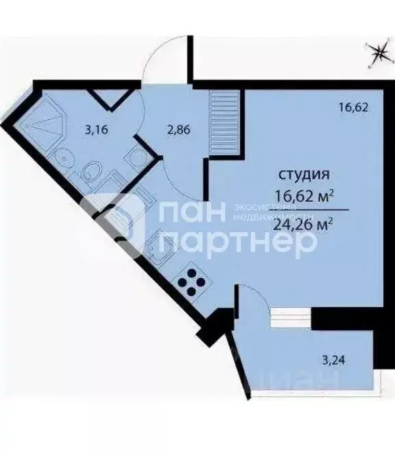 Студия Санкт-Петербург просп. Маршала Блюхера, 9к3 (22.2 м) - Фото 2