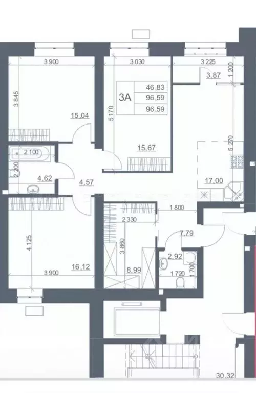 3-к кв. Татарстан, Казань ул. Азата Аббасова, 19 (96.0 м) - Фото 2