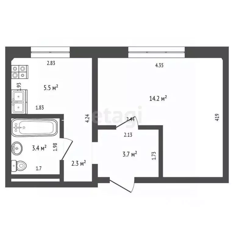 1-к кв. Свердловская область, Первоуральск муниципальный округ, пос. ... - Фото 2