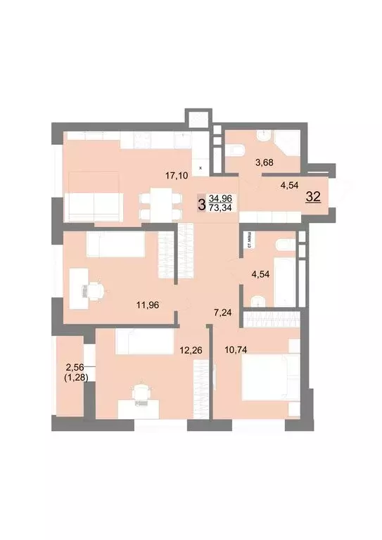 3-комнатная квартира: Екатеринбург, Тенистая улица, 8с5 (73.34 м) - Фото 0