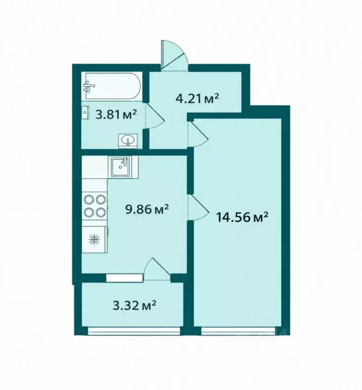 1-к кв. Санкт-Петербург ул. Чирикова, 5 (34.1 м) - Фото 2