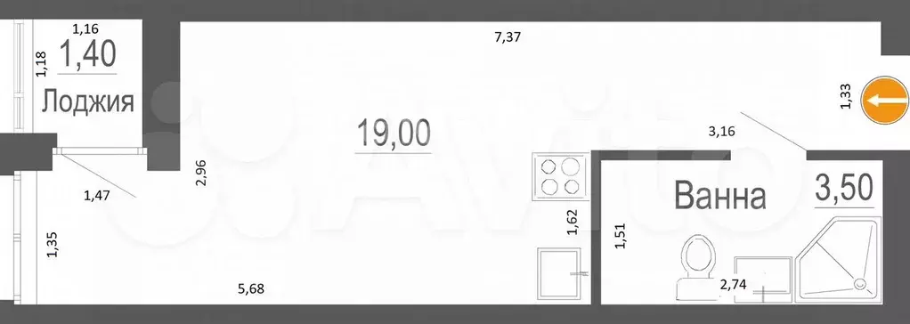 Квартира-студия, 23,9 м, 3/27 эт. - Фото 0