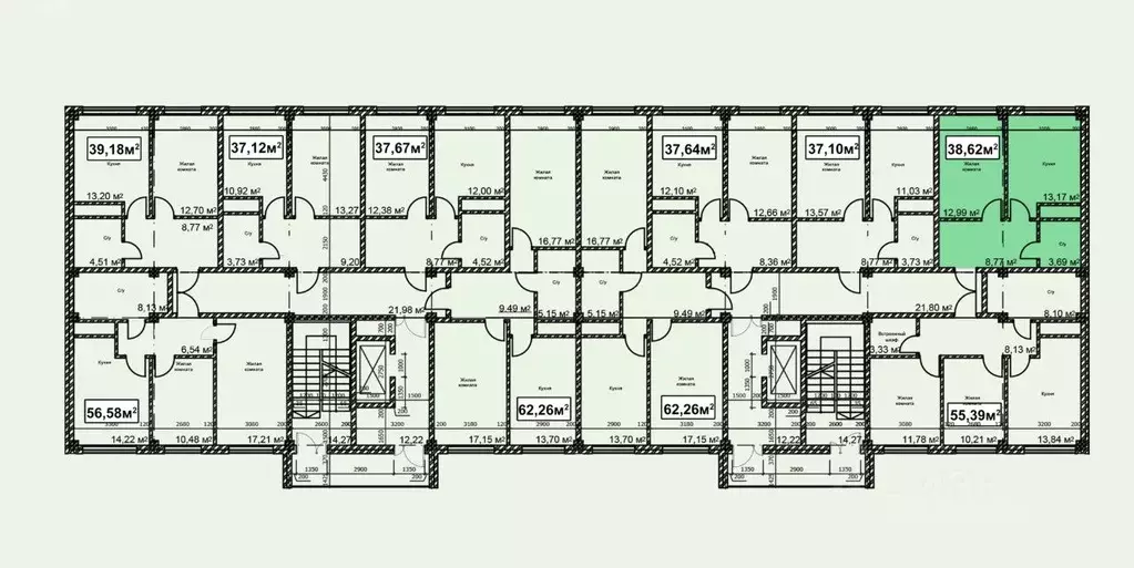 1-к кв. Ставропольский край, Ессентуки ул. Благодатная, 22к2 (38.62 м) - Фото 2