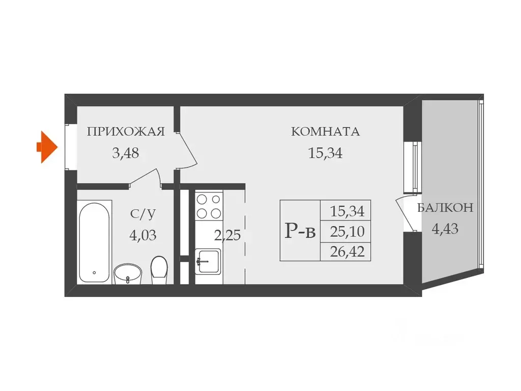 Студия Санкт-Петербург Дунайский просп., 23 (30.0 м) - Фото 0